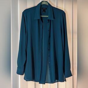 A302, Investments Teal Button-Up Blouse